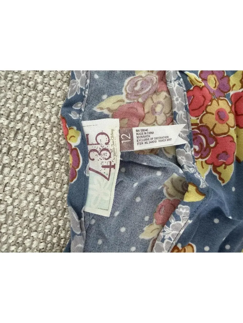 Matilda Jane 435 Girls Floral Dress 12 Blue Polka Dot Ruffle Hem Cottagecore
